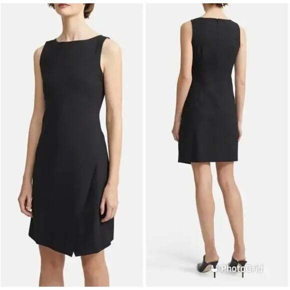 Theory Risbana Wool Dress 2 Black XS Sheath Wrap Academia Career Minimalist - Picture 2 of 7